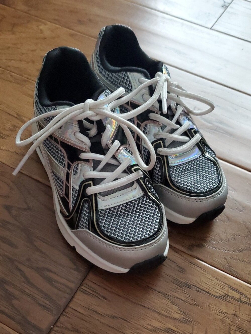 Skechers Uno Gen1 Platinum Flash Black Pink Silver Platform Size 12.5 Kids
